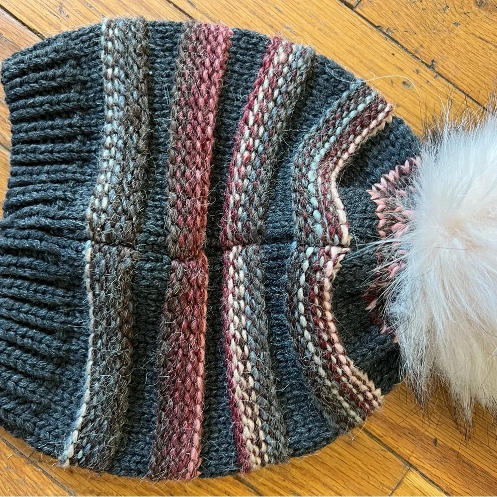 Altar’d State knitted multicolored hat with faux pom pom